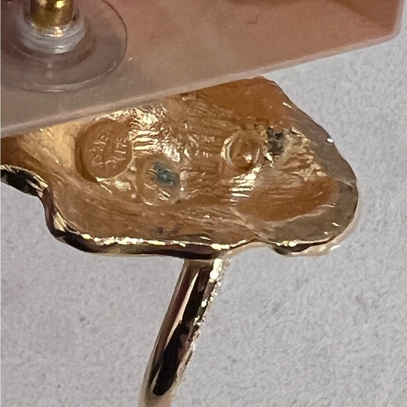 Vintage Kenneth Jay Lane KJL Lion Head Door Knocker Gold Plated Earrings Clip On - Picture 4 of 4